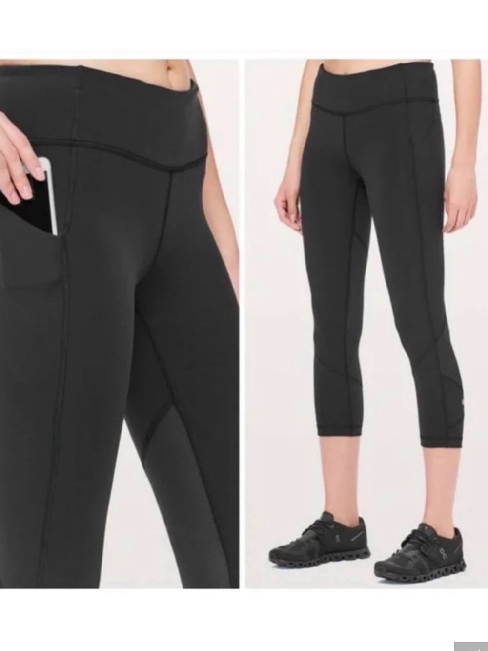 lululemon athletica Black Cropped High-Rise Pocket Capris